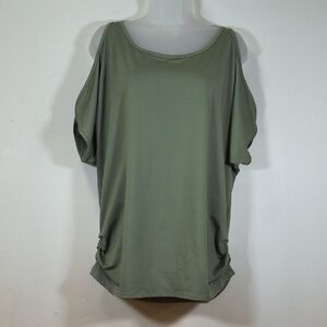 Miselon Women's  Green Cold Shoulder Top , Size XL